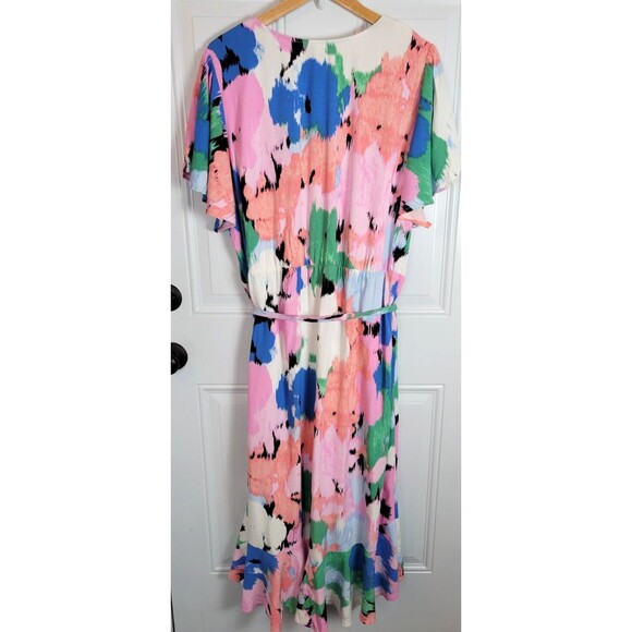 Ava & Viv Faux Wrap Dress Size 3X High/Low Hem Flutter Sleeve - Picture 7 of 7